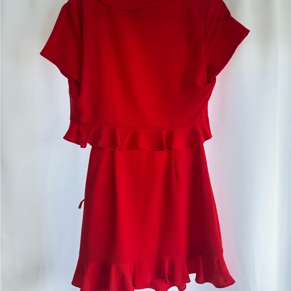 Chic Scarlet Ruffle Mini Dress - Picture 2 of 2